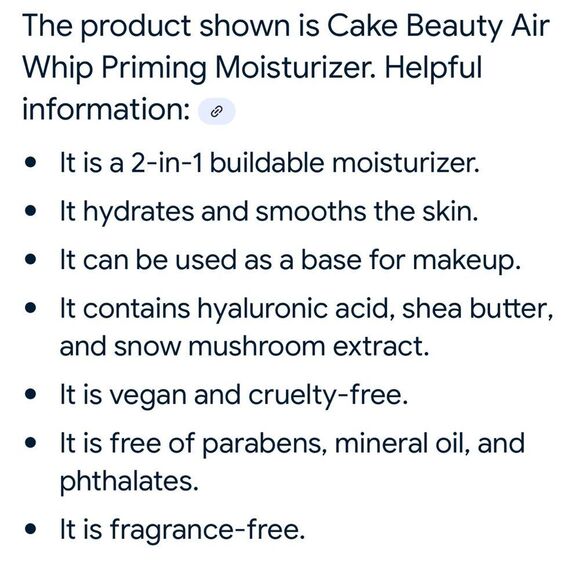 Cake Beauty buildable moisturizer fragrance free - Picture 3 of 3